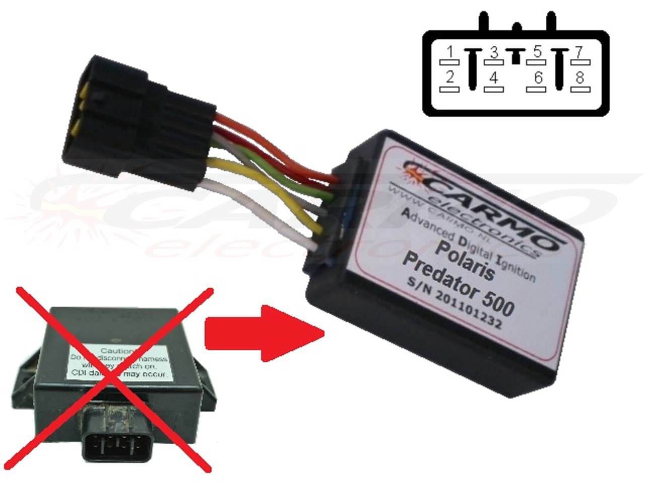 Polaris Predator 500 igniter ignition module CDI Box (Kokusan Denki, CB7216) - Click Image to Close